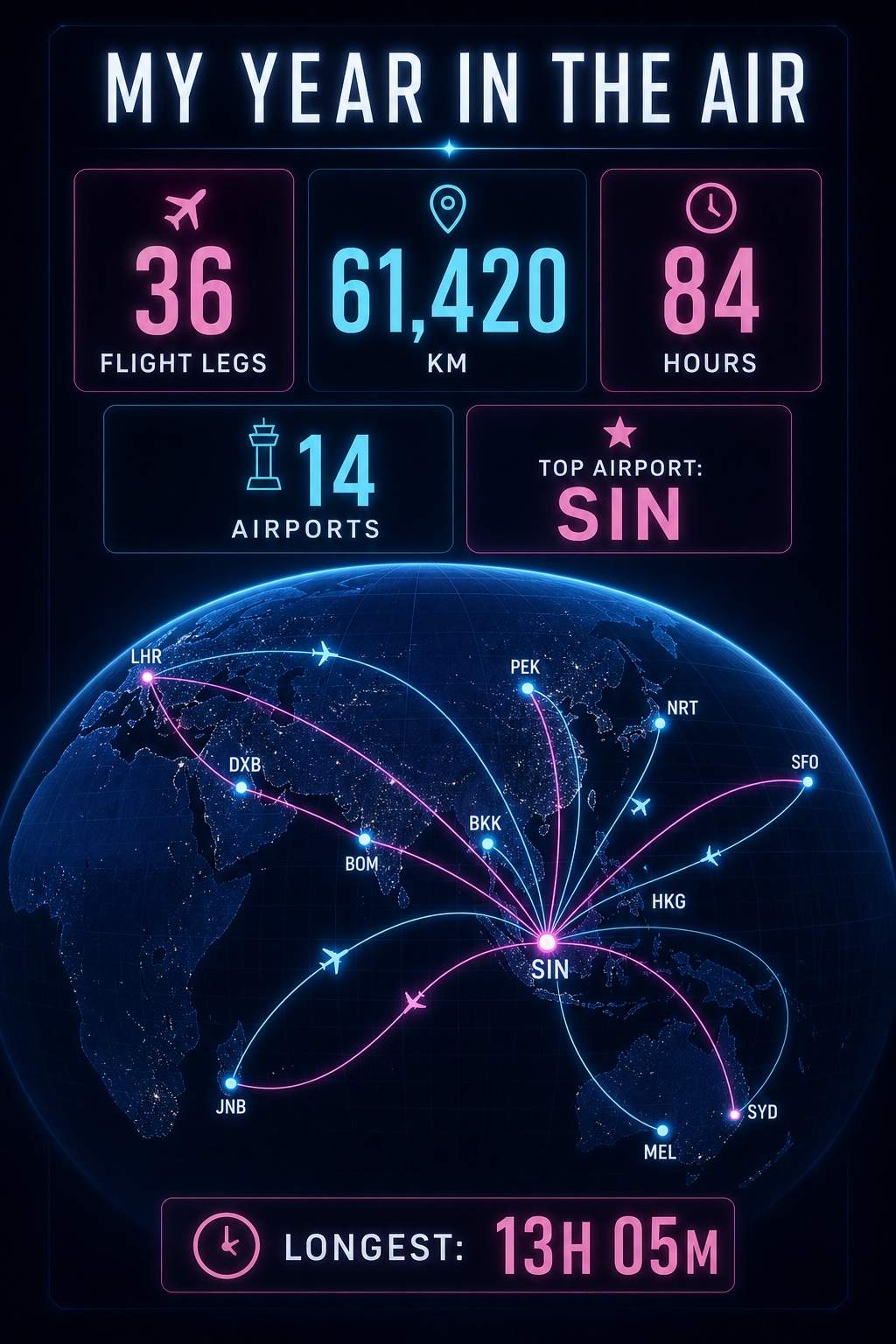 Flight statistics travel wrapped