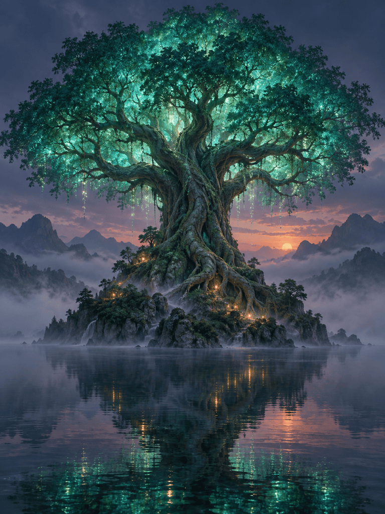 Fantasy AI world tree