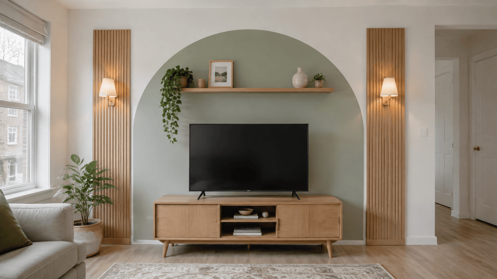 Renter-friendly TV stand background idea
