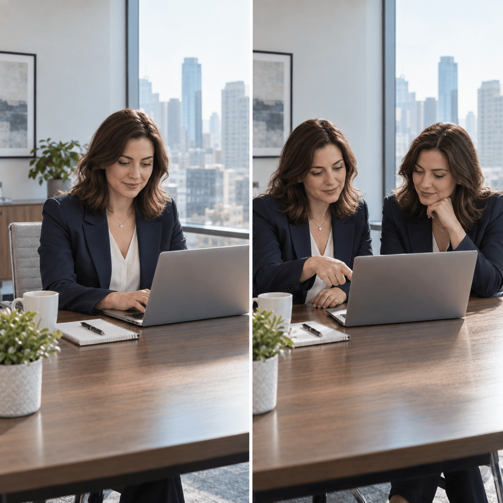 AI twin office portrait