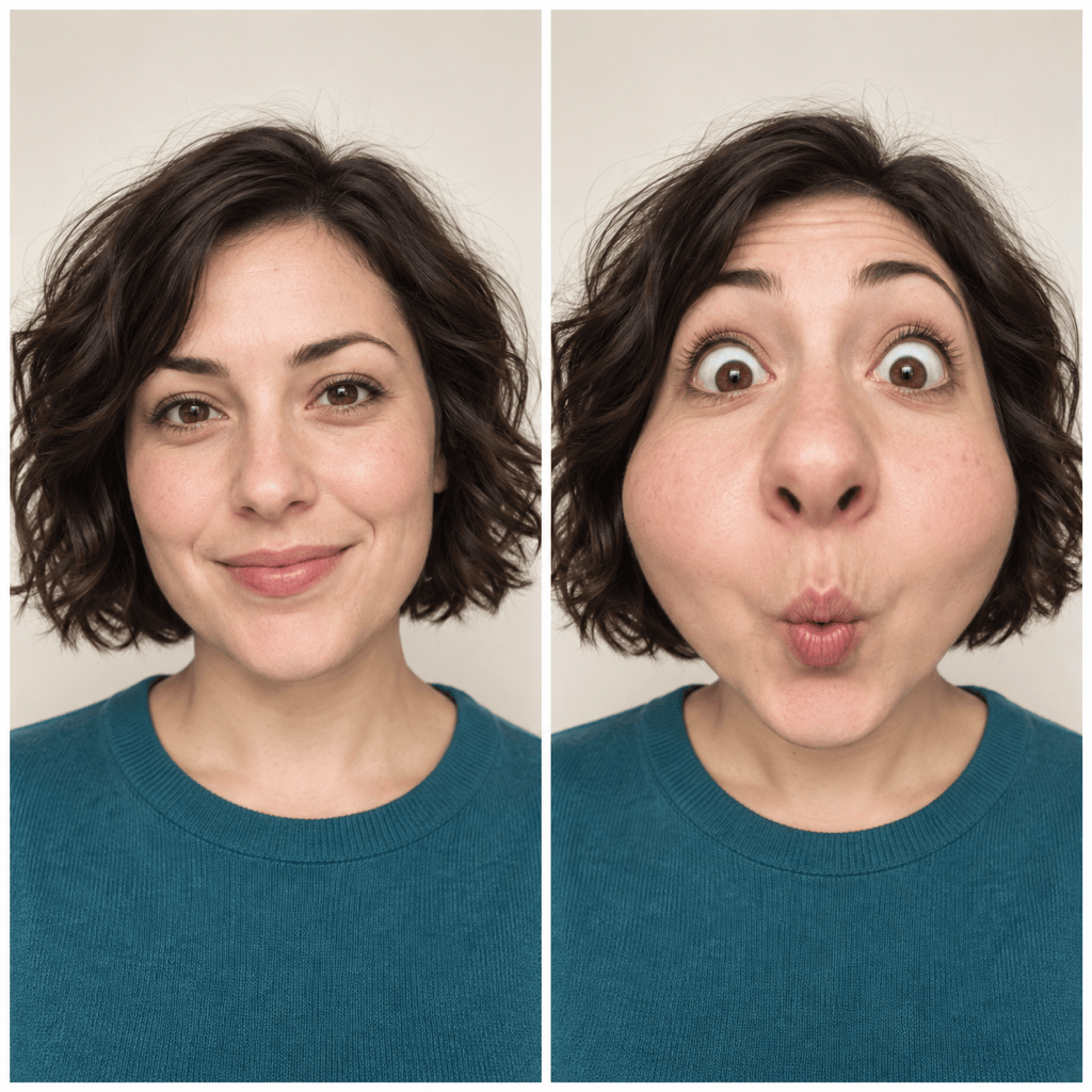 AI ugly face fisheye comparison