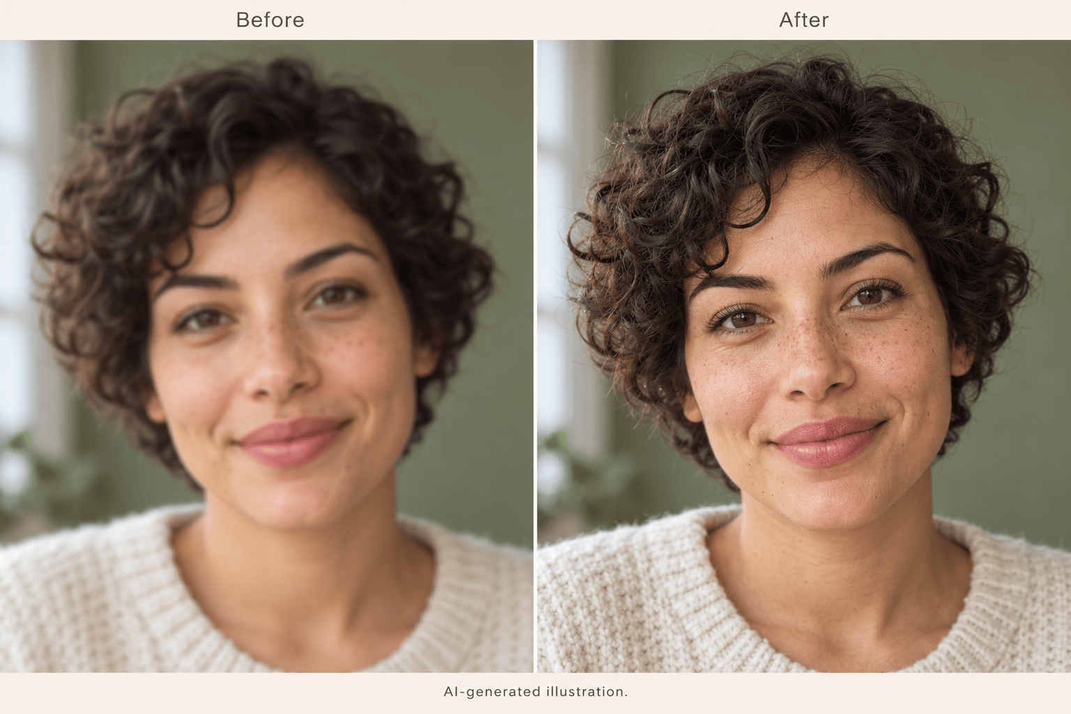 AI portrait unblur comparison illustration