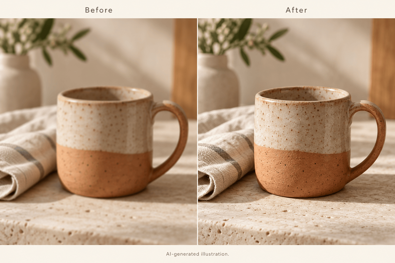 AI product photo sharpening illustration