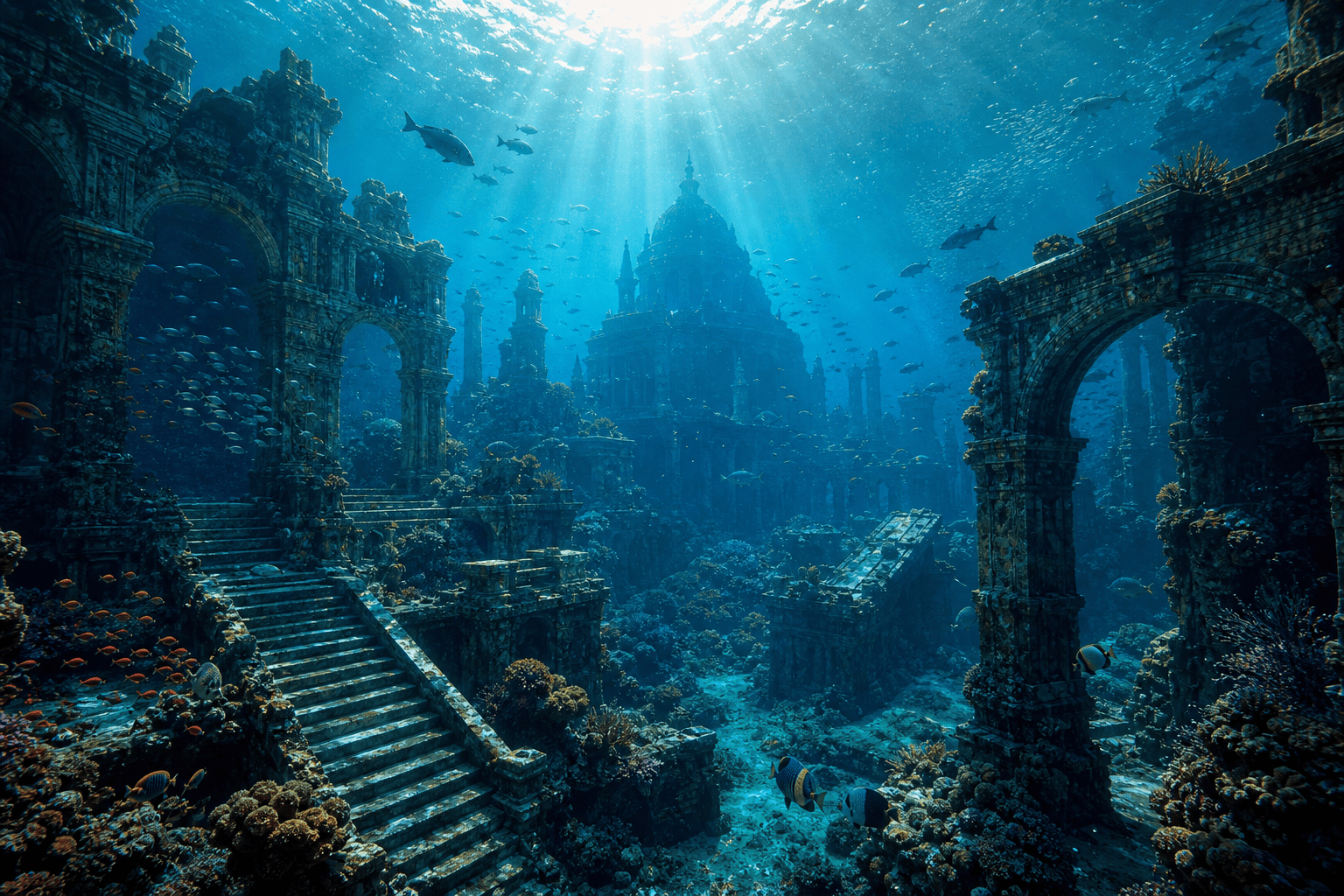AI-generated ancient sunken city