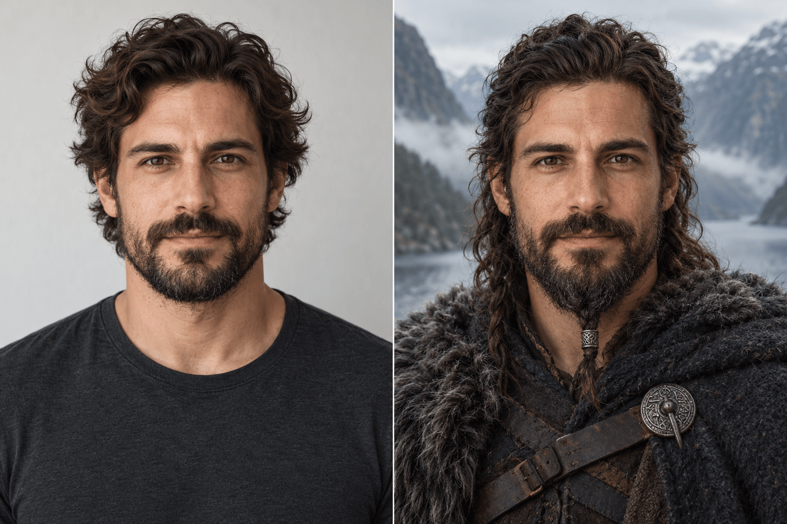 Viking warrior photo before and after