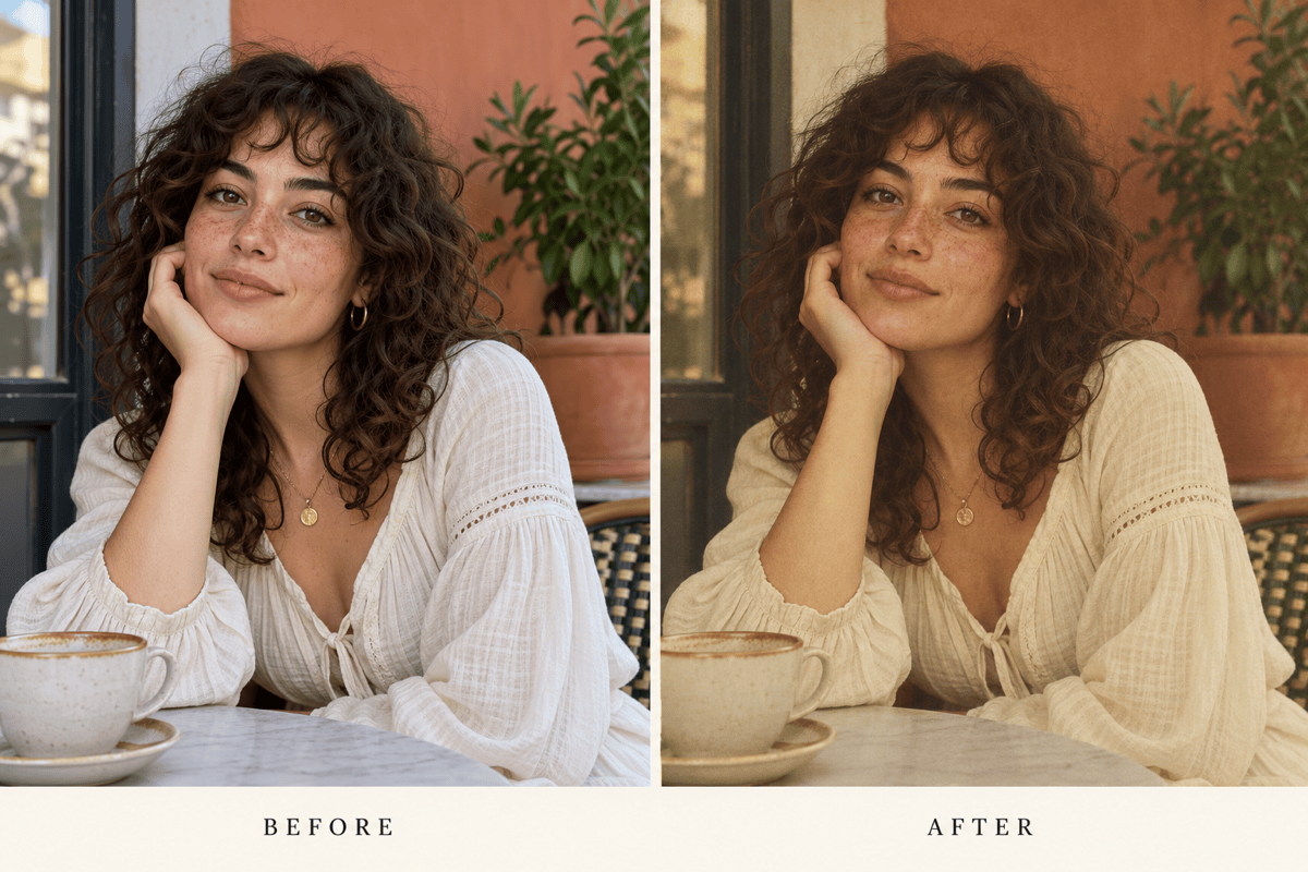 Vintage portrait before and after