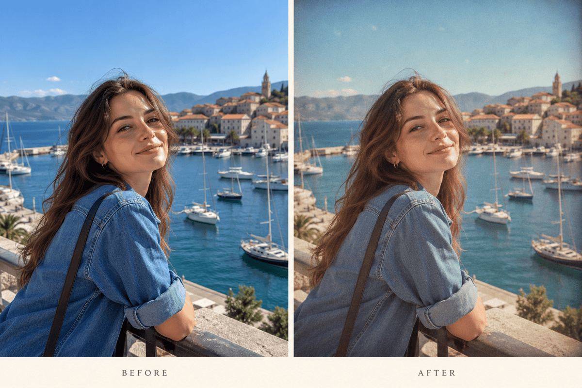 90s travel photo before and after