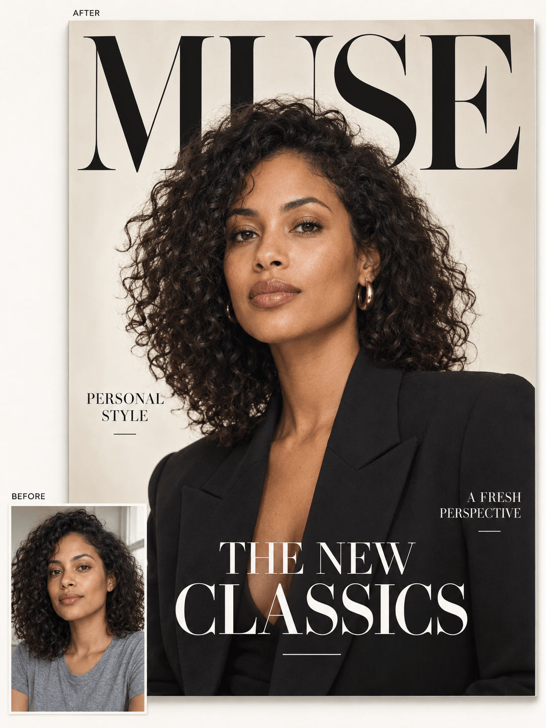 Portrait to Vogue-style fashion cover