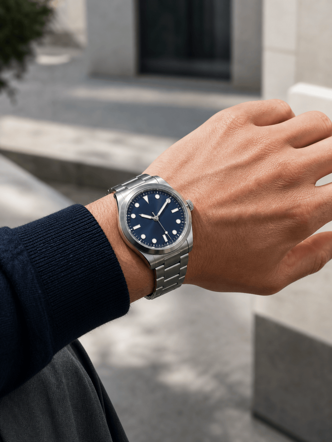 AI watch try on steel sports watch