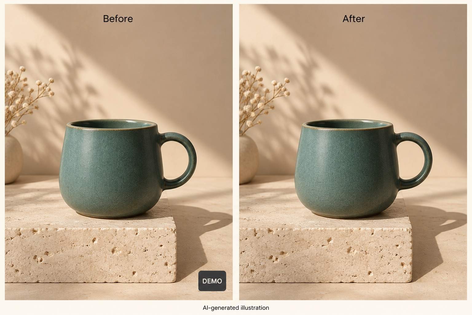 Product logo watermark removal illustration