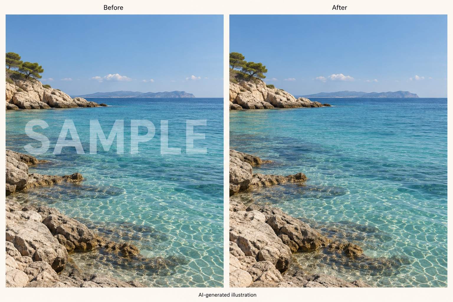 Transparent text watermark removal illustration