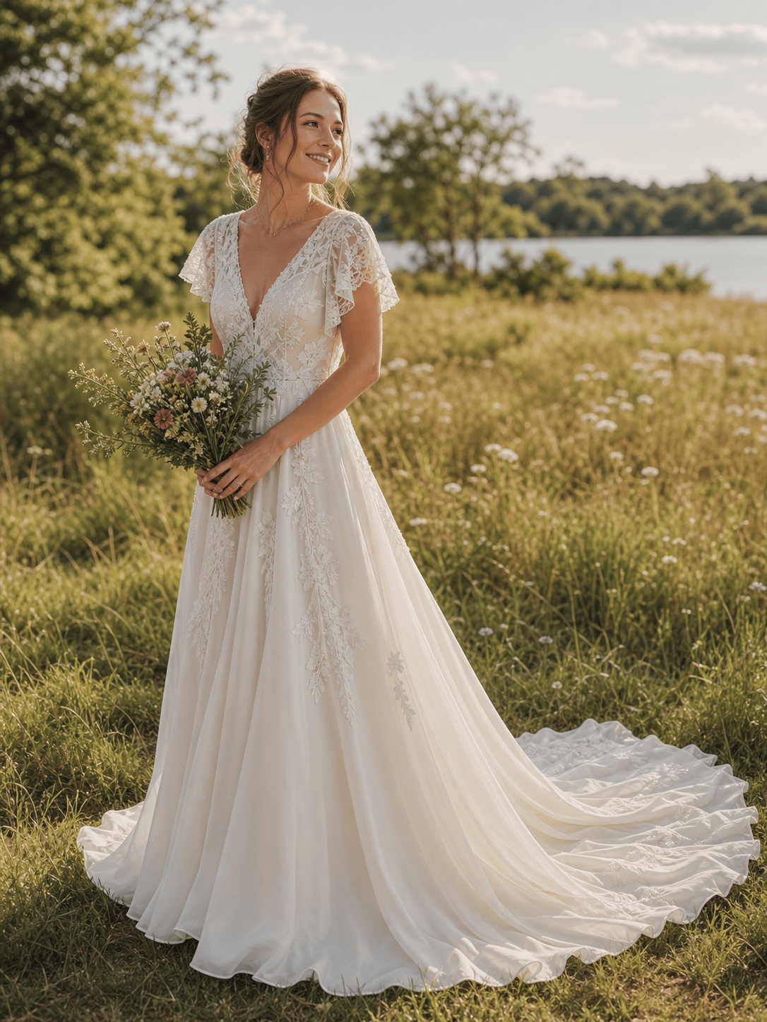 AI boho wedding dress design