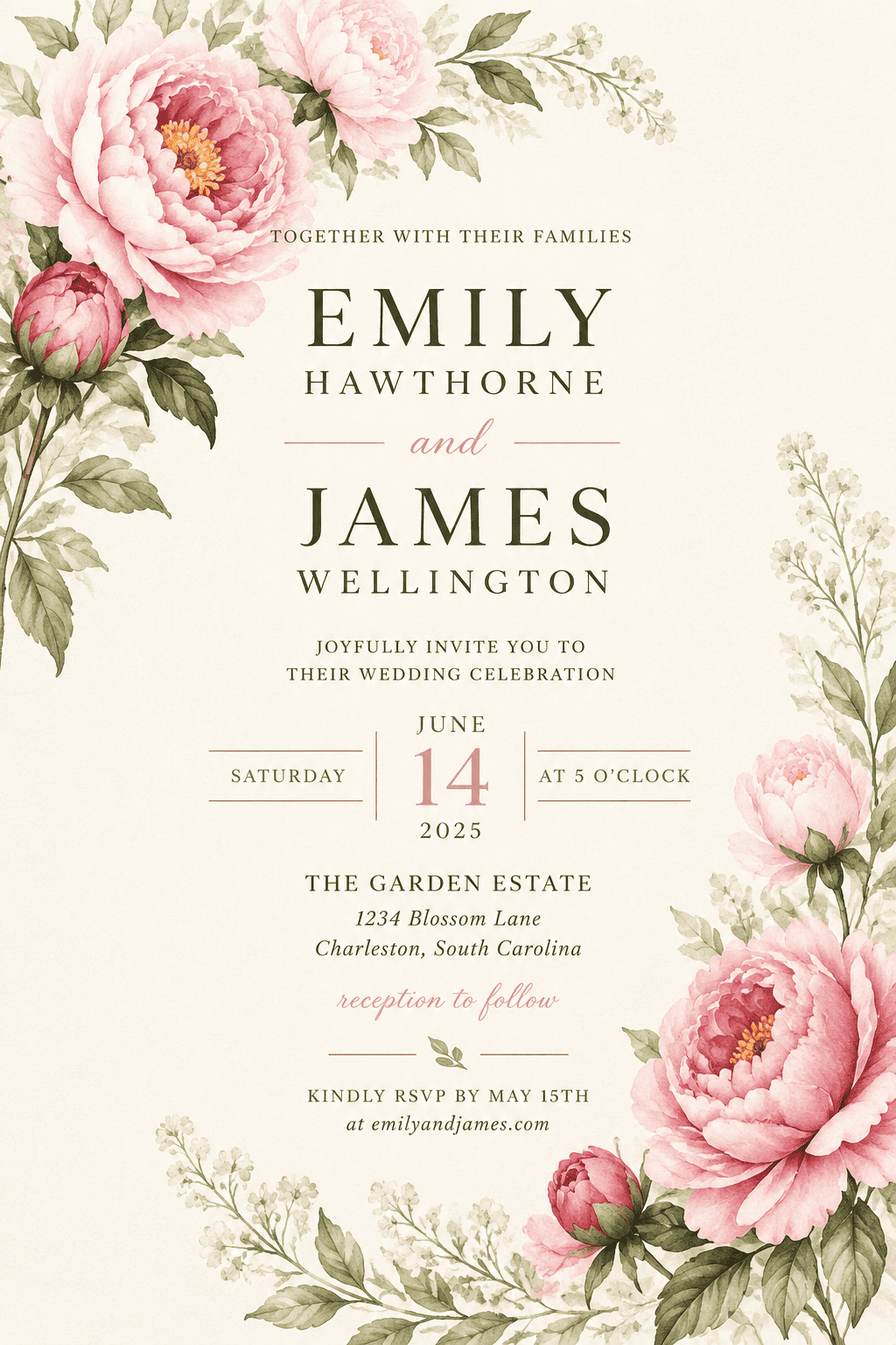 ai garden wedding invitation example