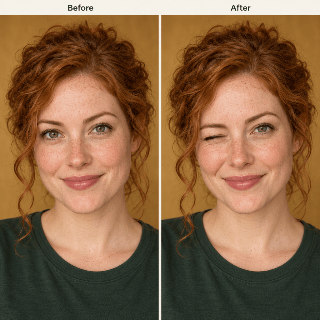 Natural wink effect on creator portrait
