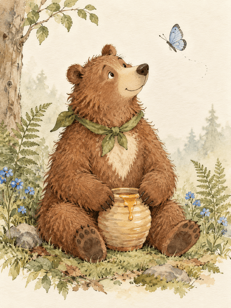 Original honey bear watercolor nursery art
