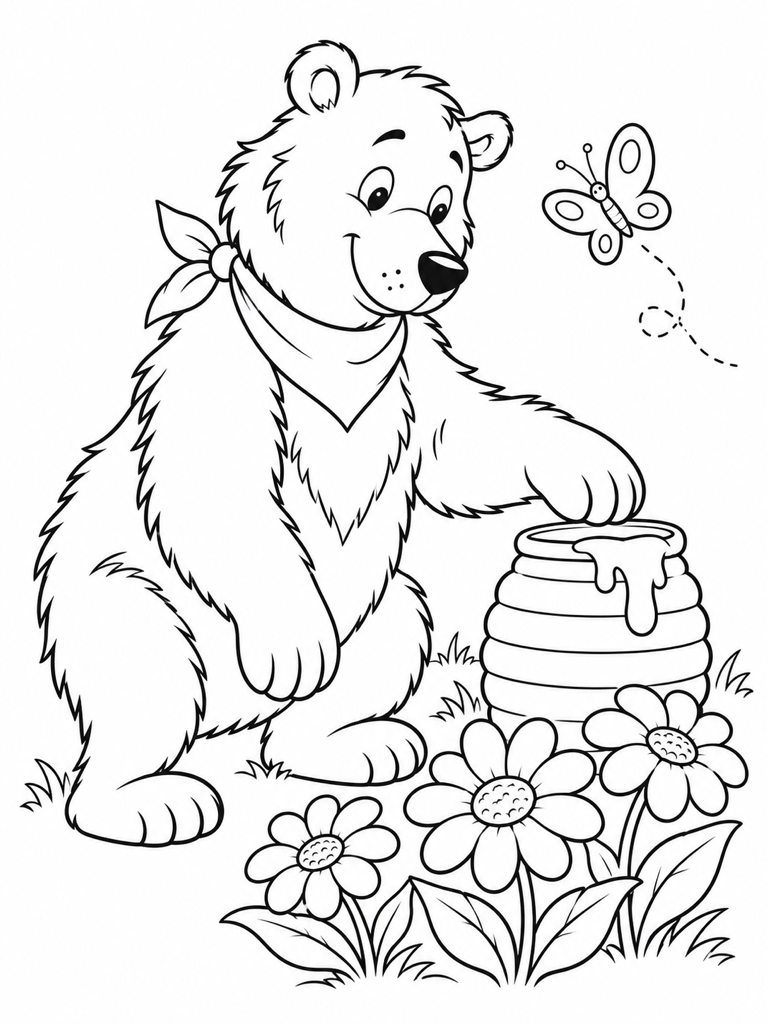 Original honey bear printable coloring page