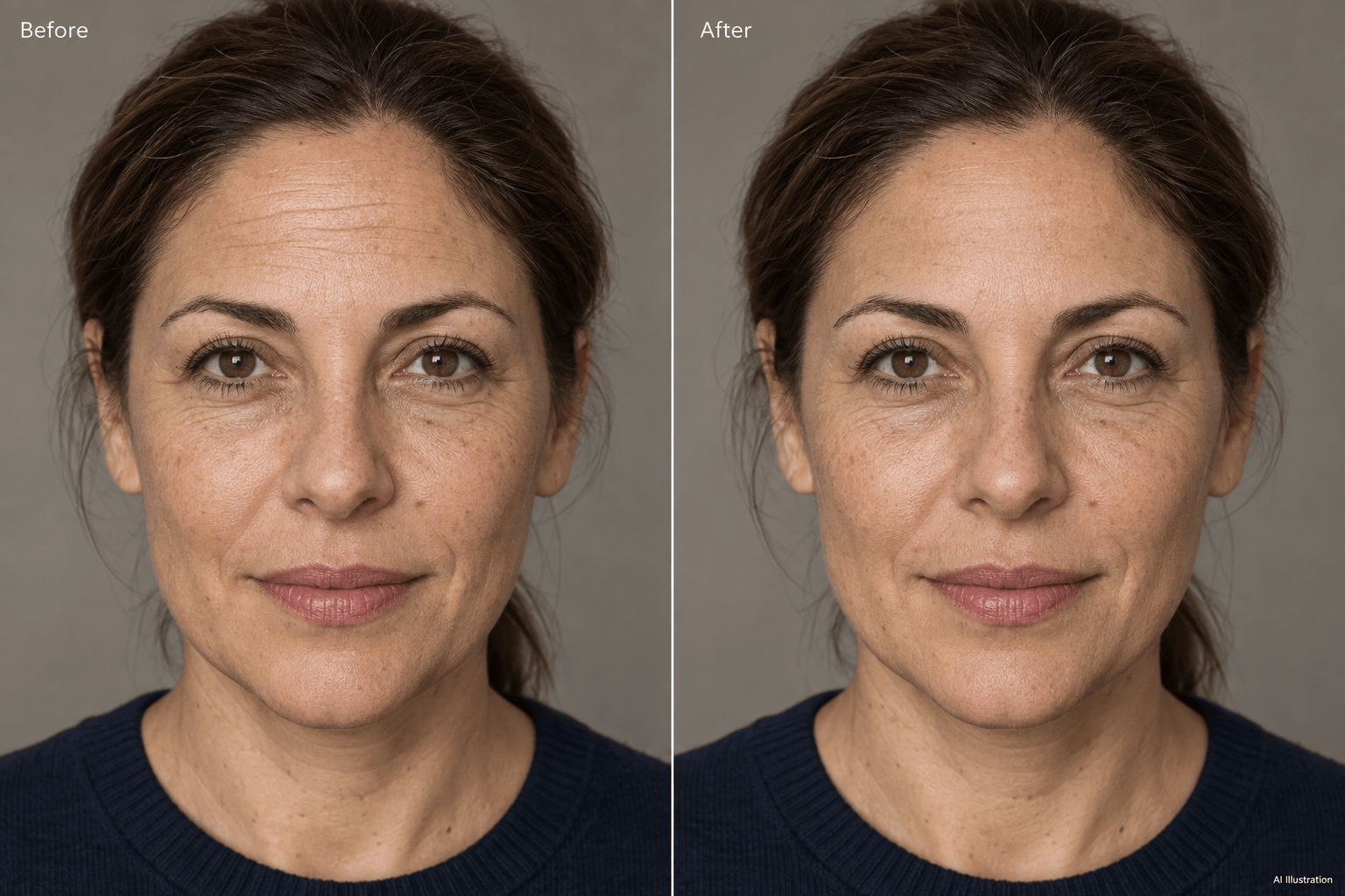 Illustrated forehead wrinkle reduction comparison