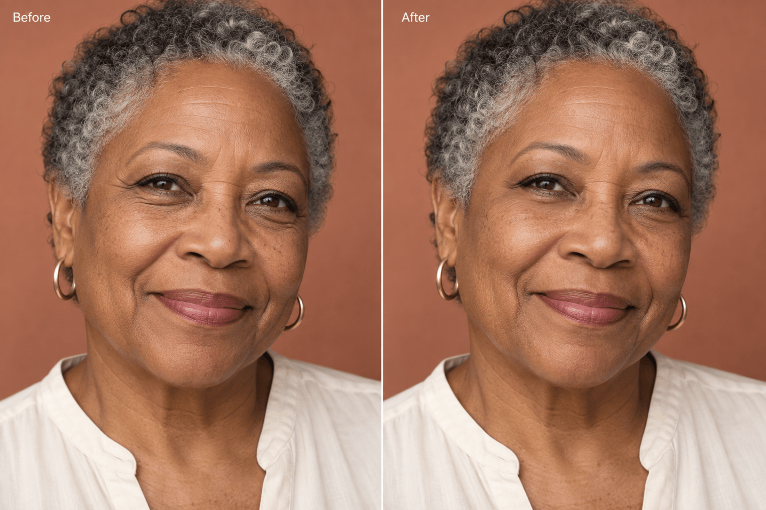 Illustrated mature portrait wrinkle softening