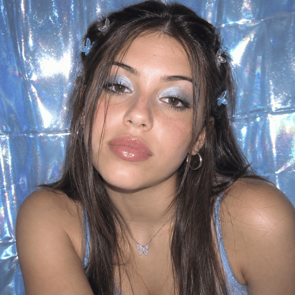 Y2K AI portrait with butterfly clips
