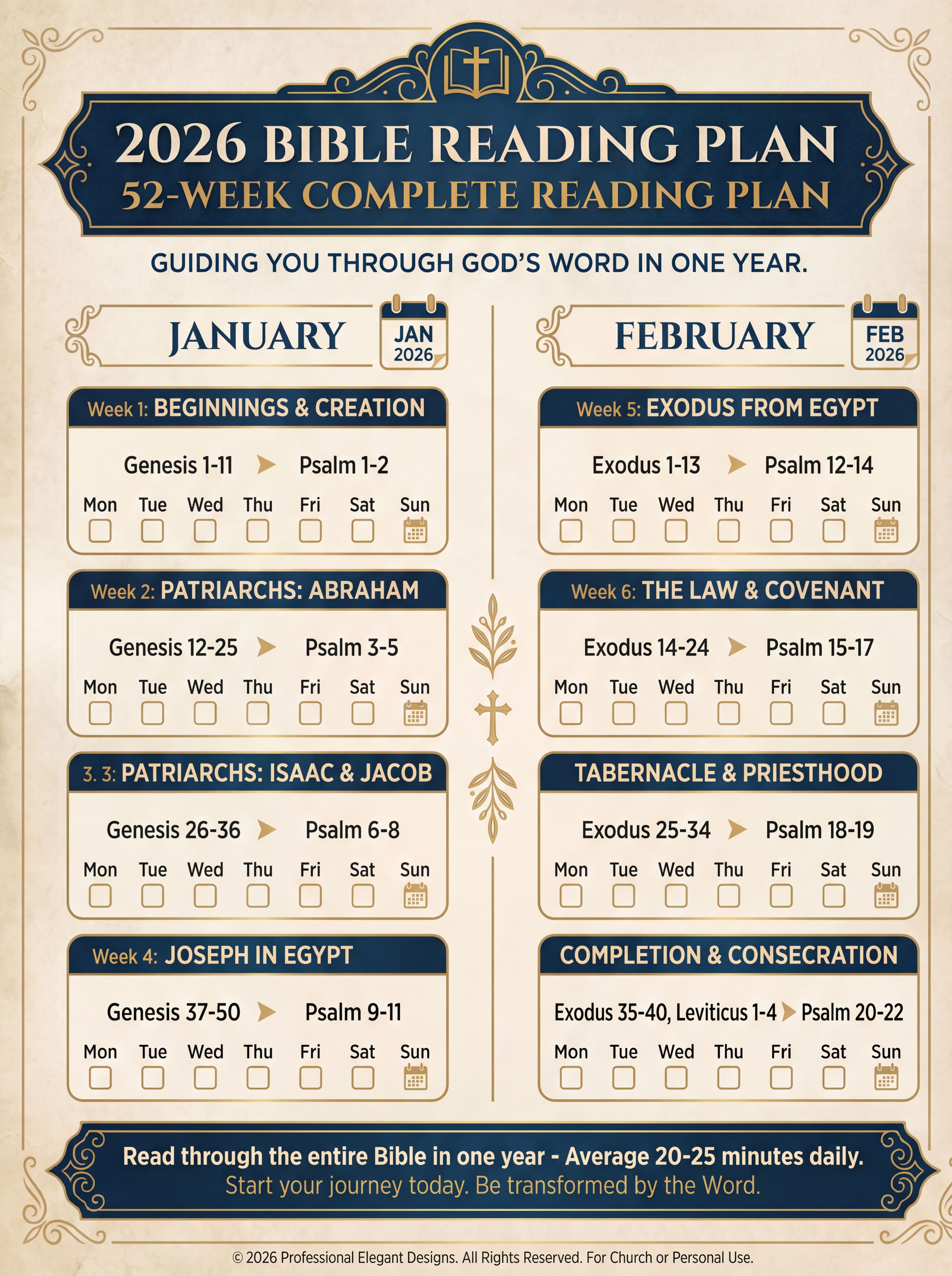 52 week complete bible reading plan 2026
