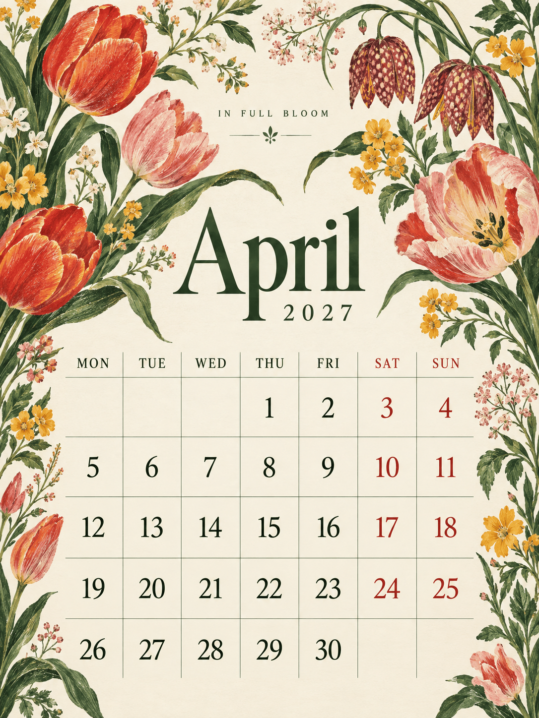2027 botanical art calendar