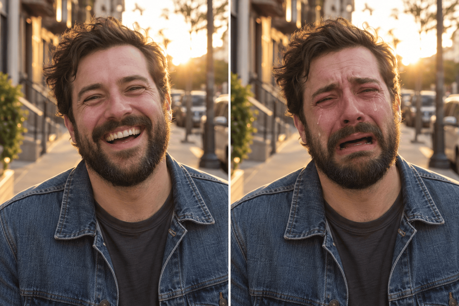Crying face meme before after