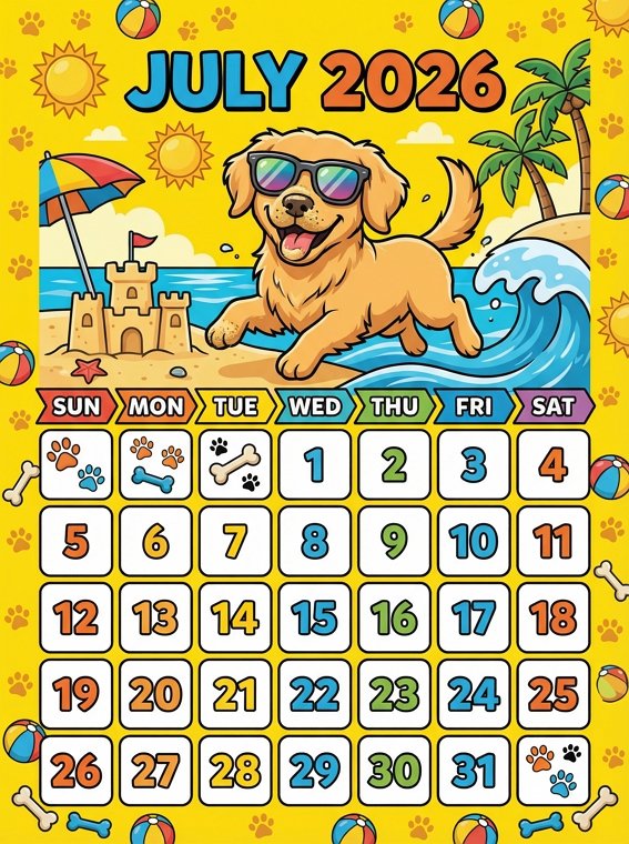 ai custom pet calendar example