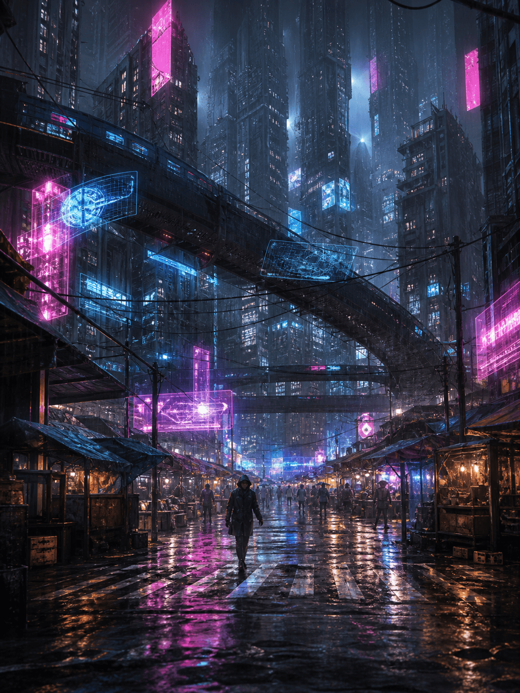 cyberpunk AI city art