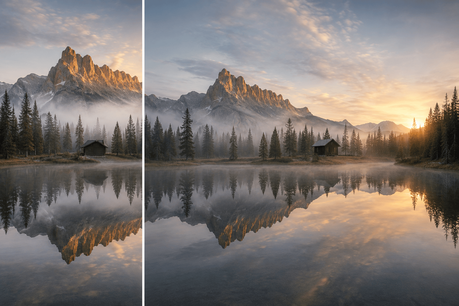 Landscape AI outpainting comparison