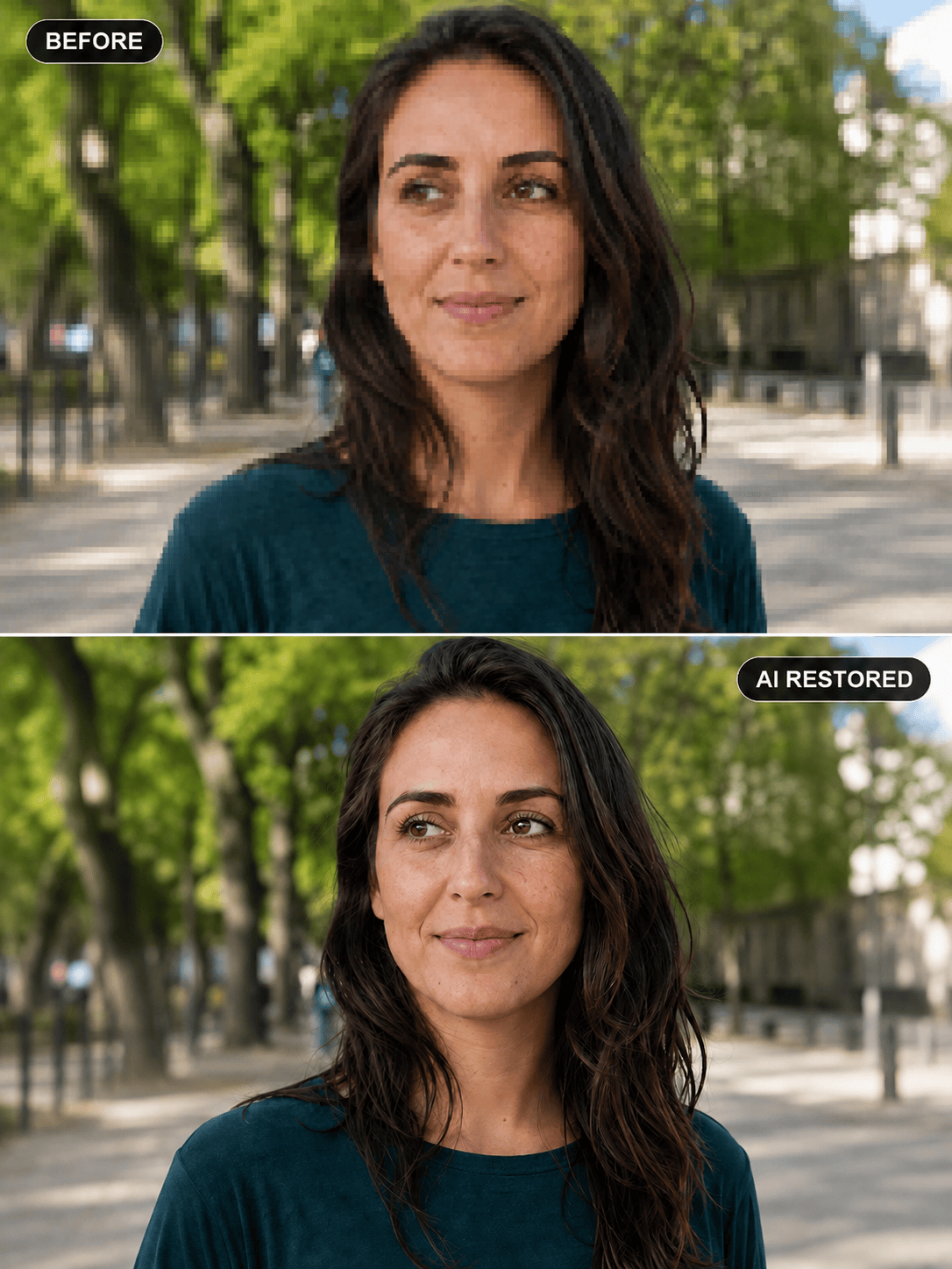 AI restores a blurry face