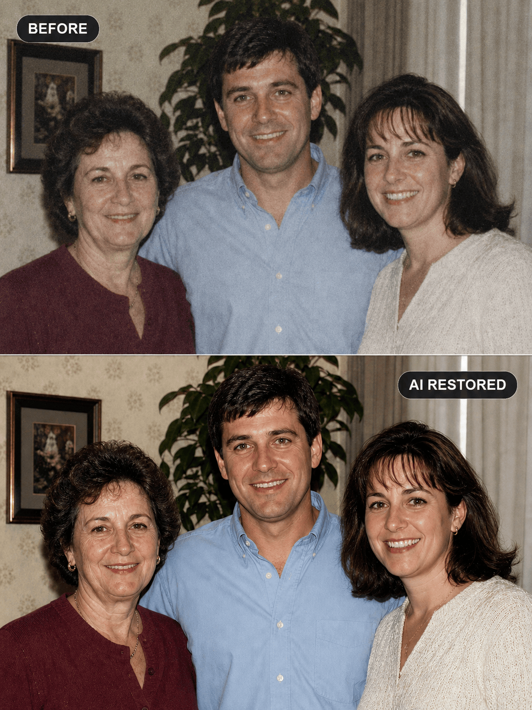 AI restores faces in group photo
