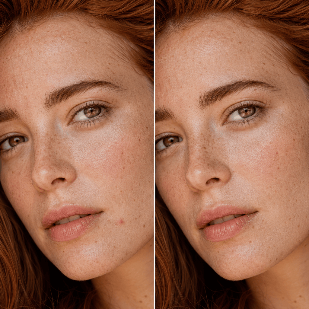 Freckle-preserving beauty retouch