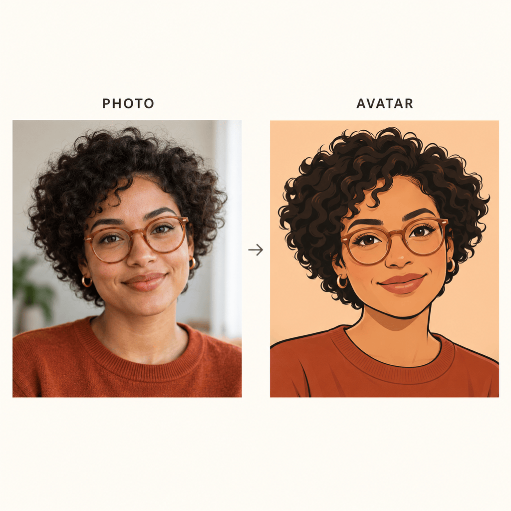 Photo to cartoon avatar comparison