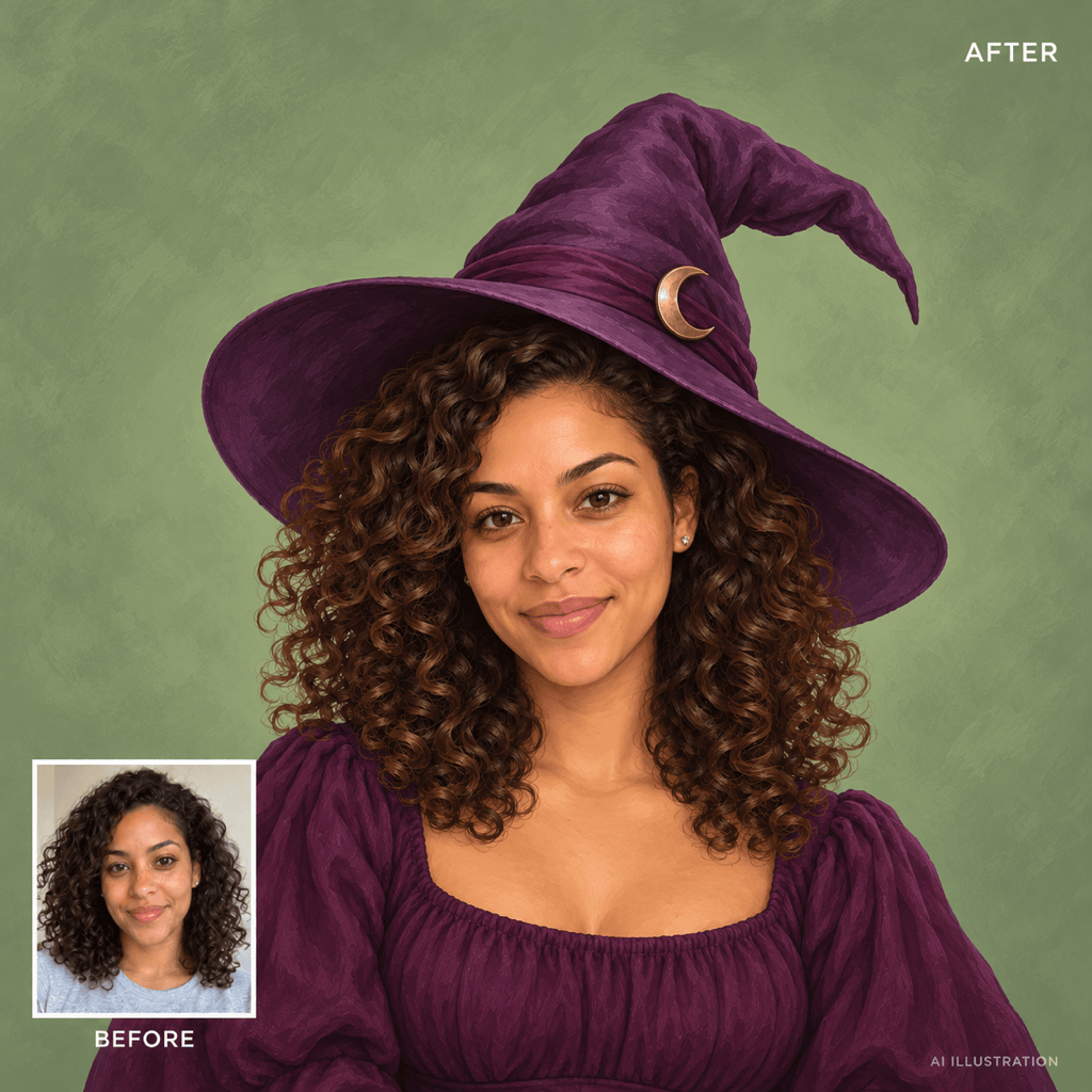 Selfie to witch avatar before and after