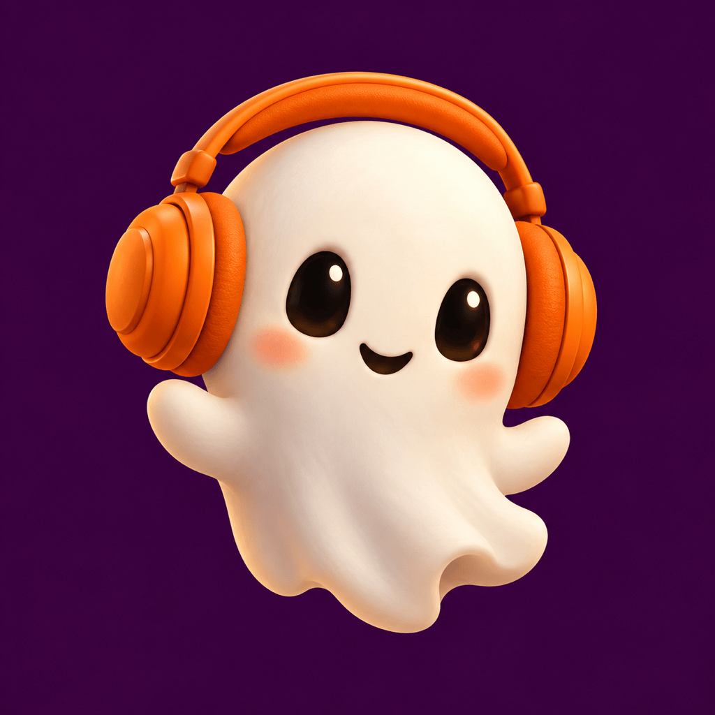 Cute ghost avatar with headphones