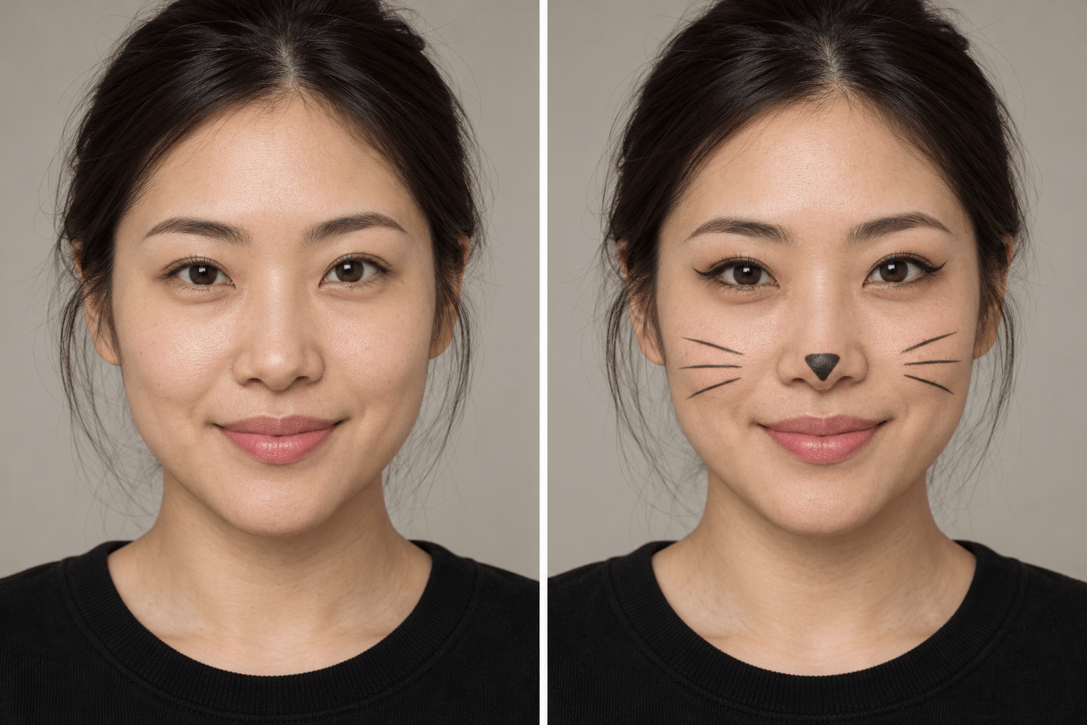 AI cat makeup before and after