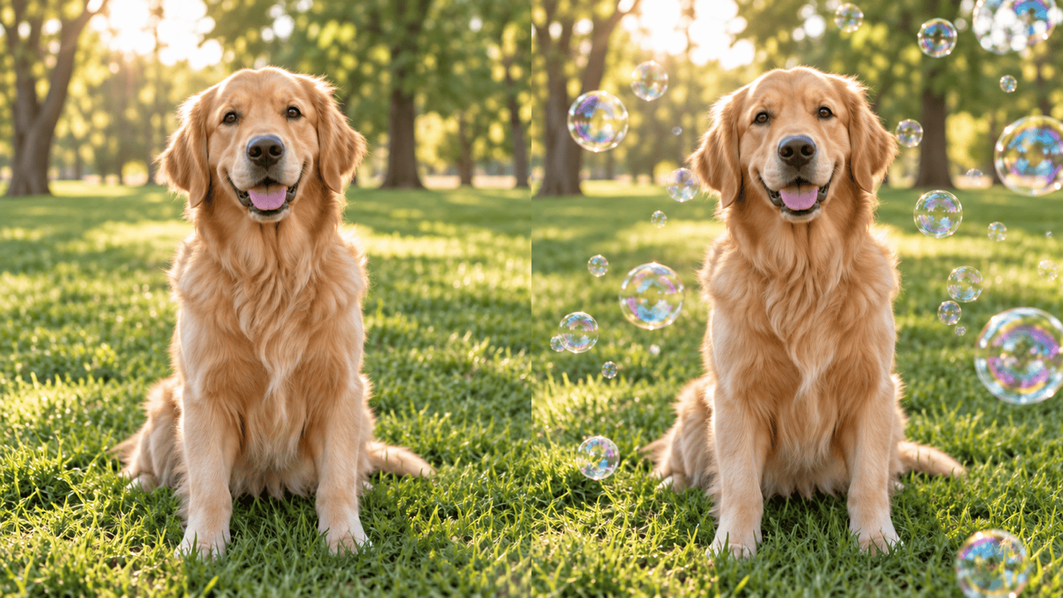 pet bubble effect before and after