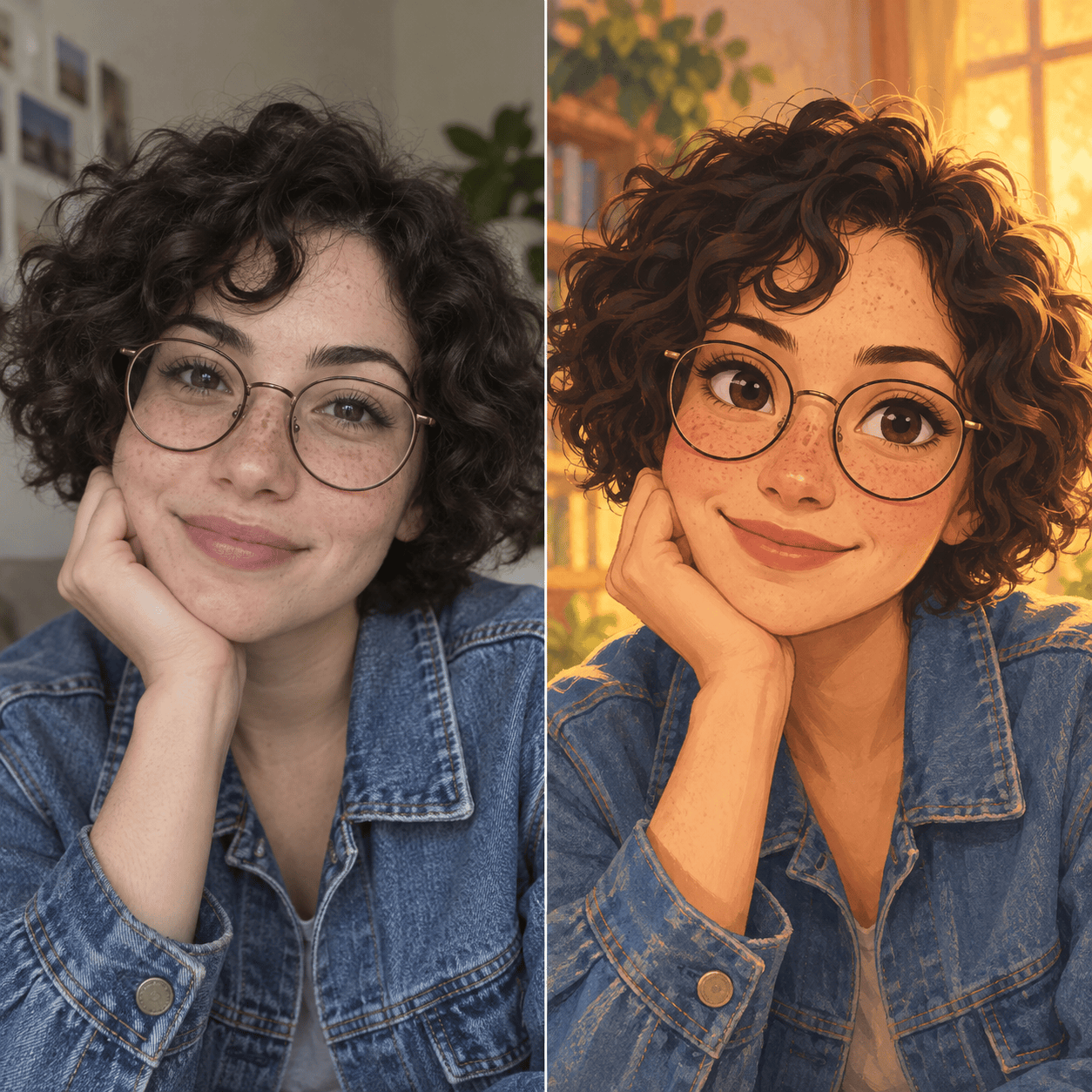 Selfie to Disney-style character before and after