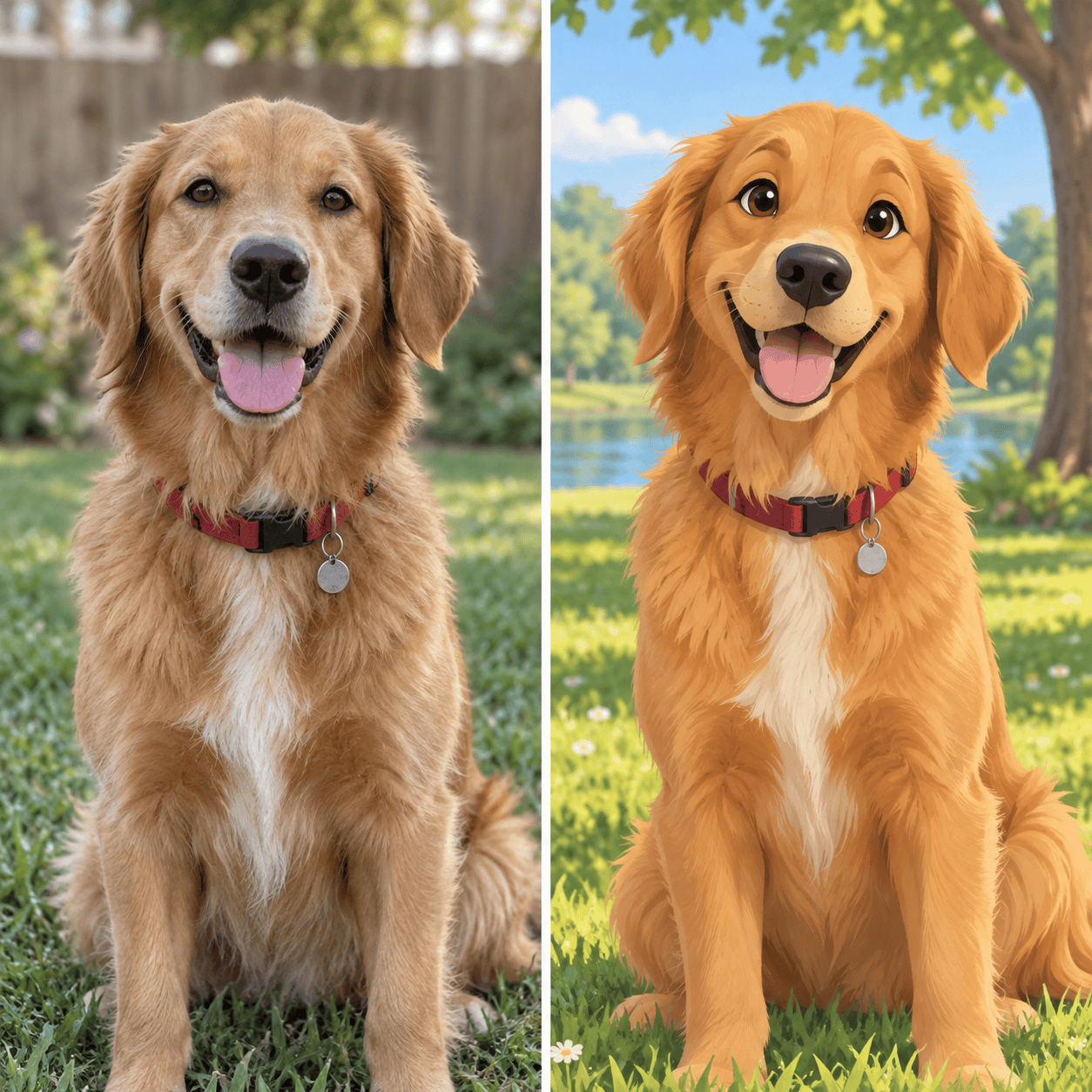 Pet to animated character before and after