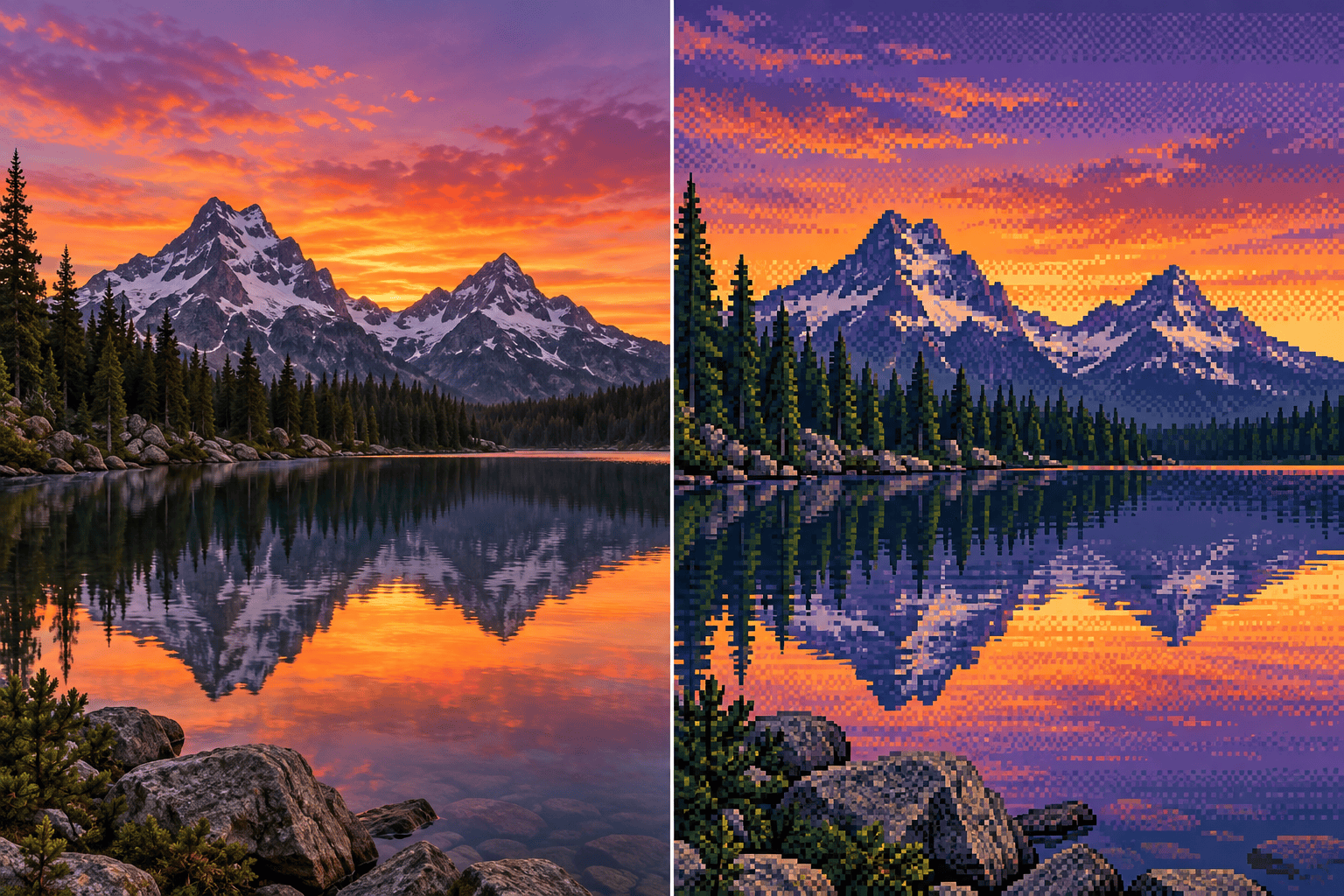 Image to pixel art landscape