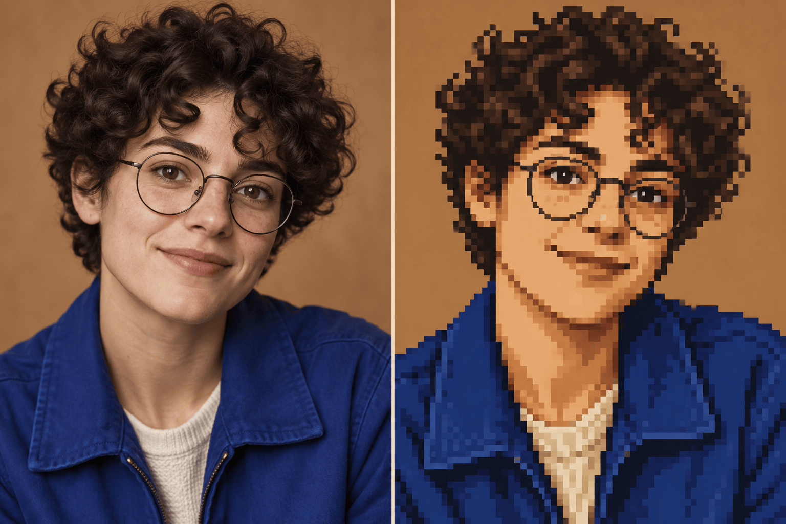Photo to pixel art portrait