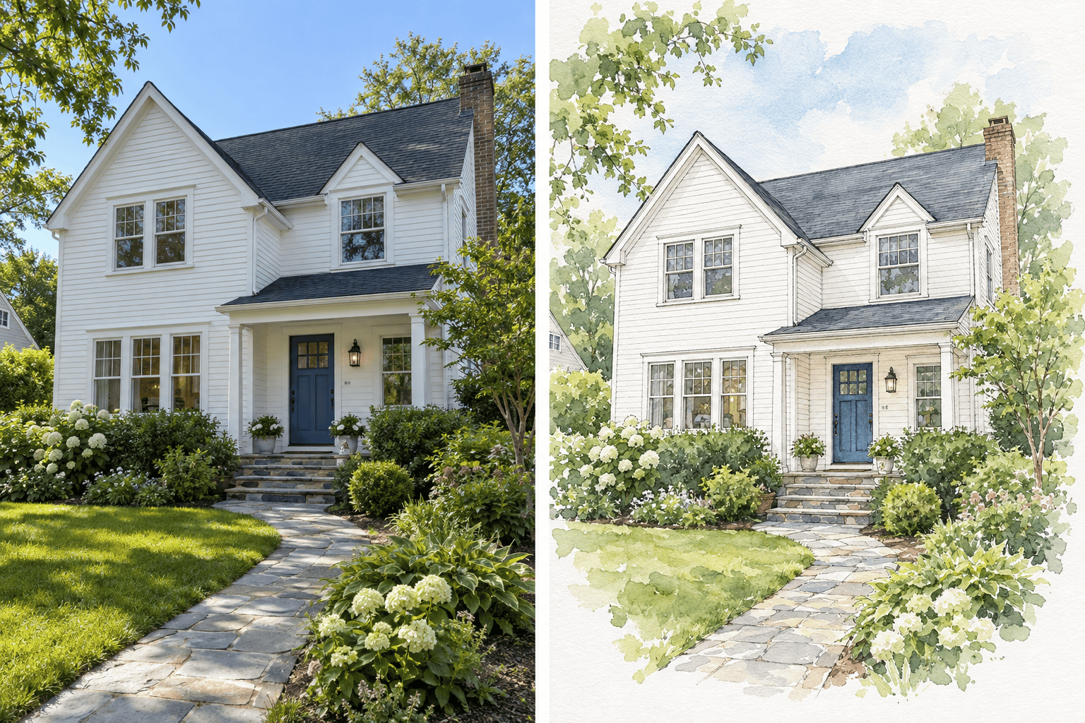 house photo watercolor painting