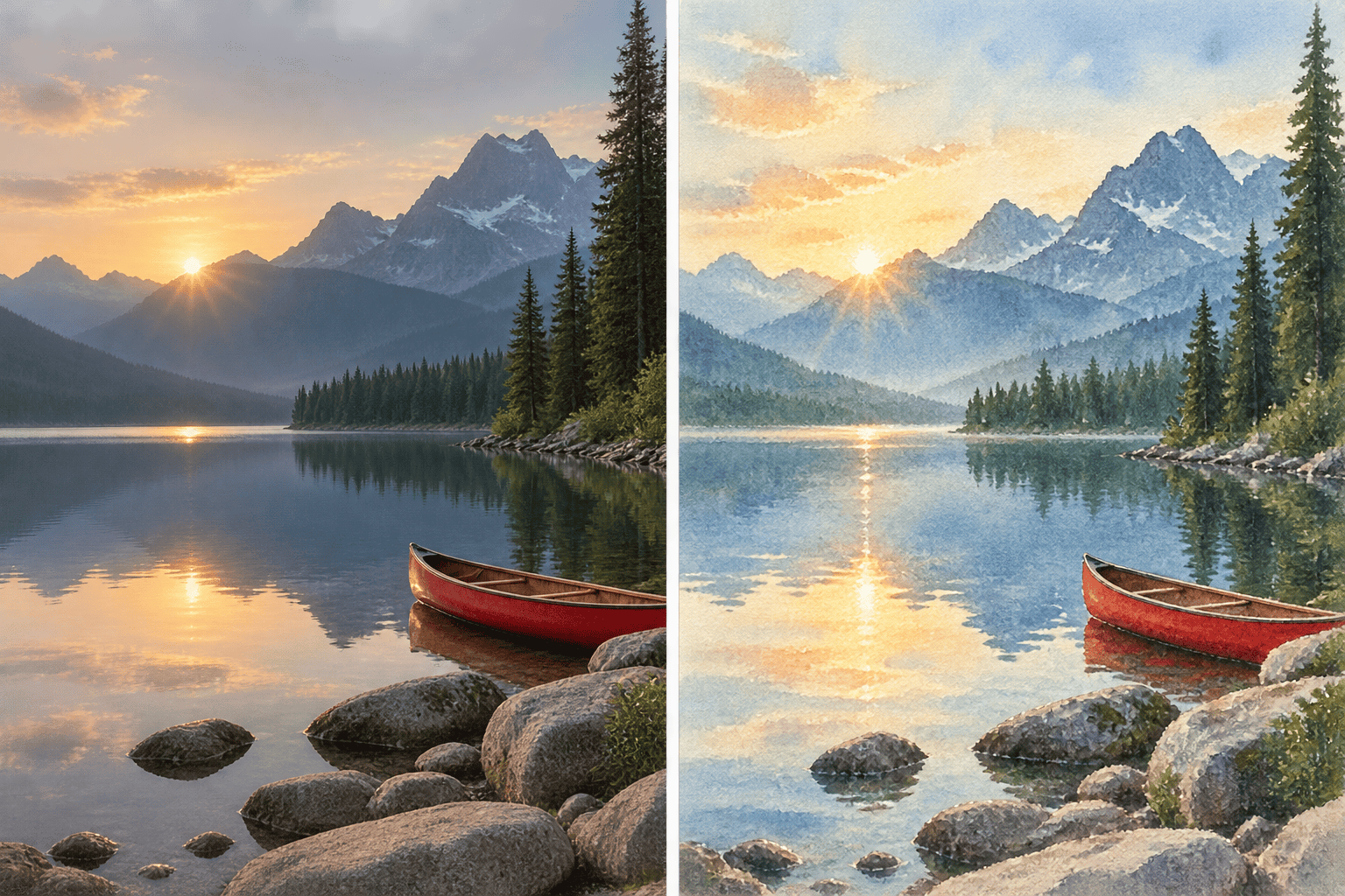 landscape photo watercolor conversion