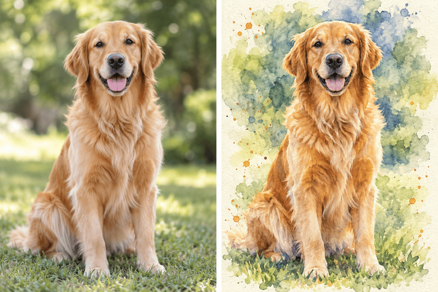 pet photo to watercolor art