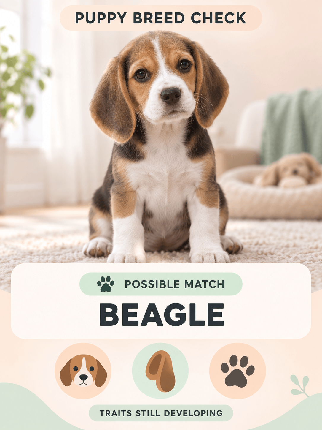Puppy breed identifier result card