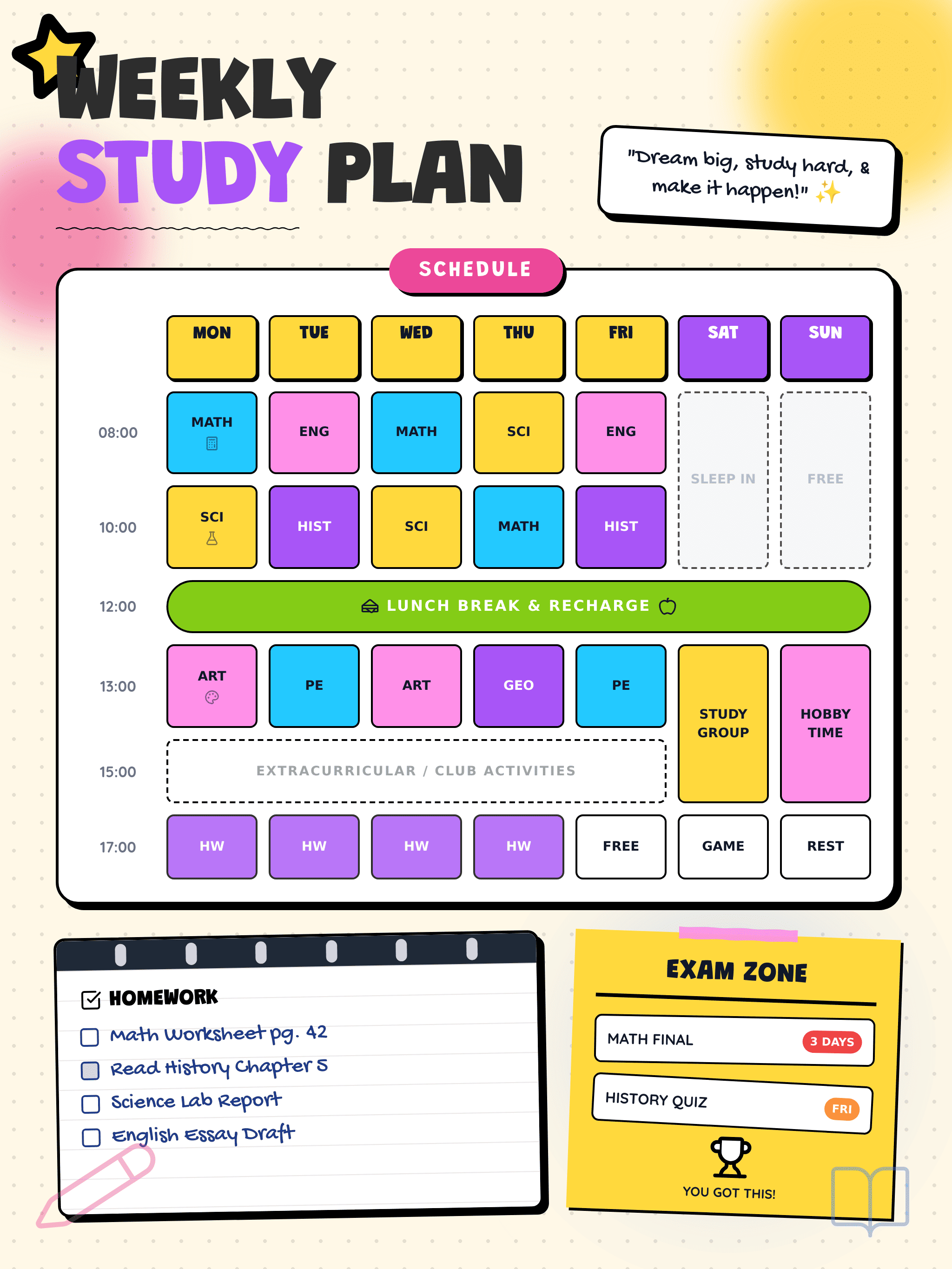 ai generated schedule for students