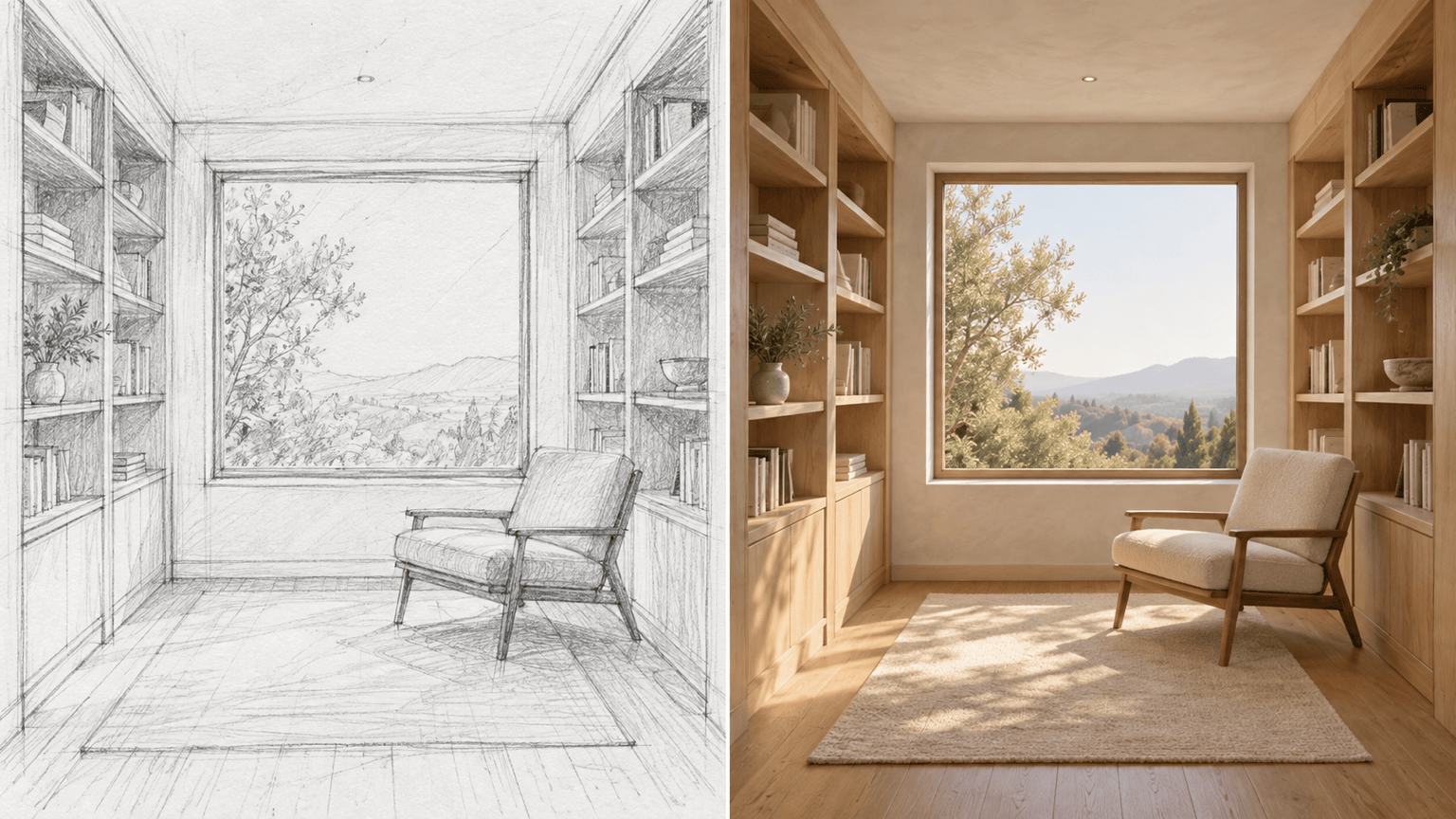 AI sketch to interior render