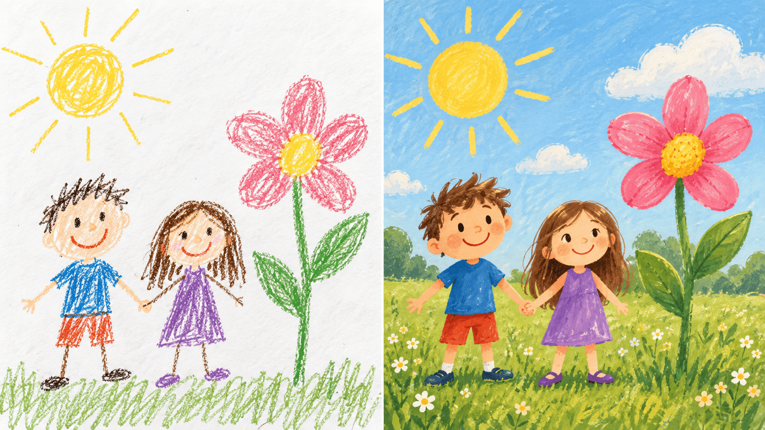 AI doodle to storybook image
