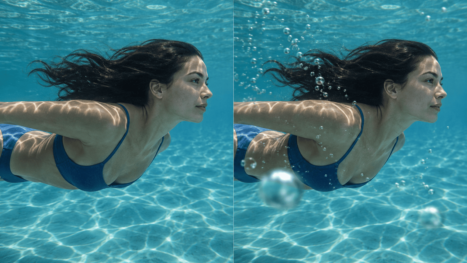 underwater bubble photo effect comparison