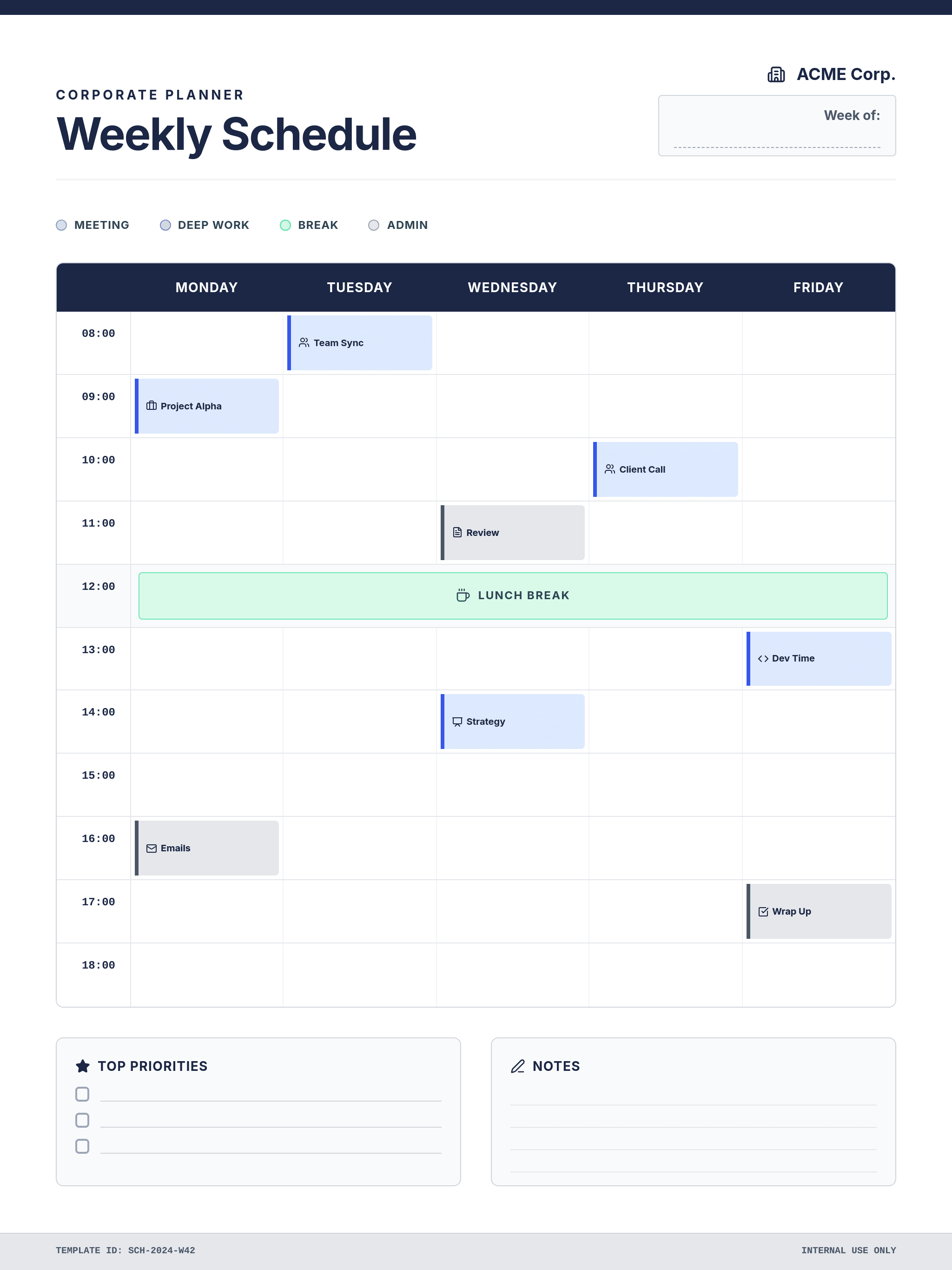 ai generated weekly work schedule